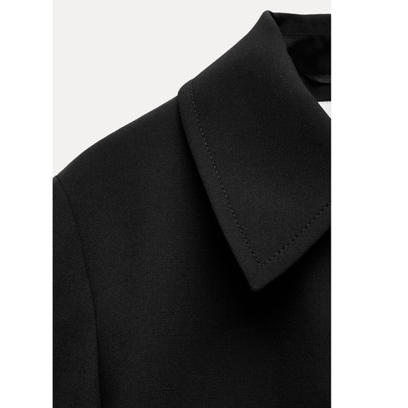 Zara Wool Blend Frock Coat Jacket Lapel collar ZW Collection Black size S NWT - Picture 6 of 16